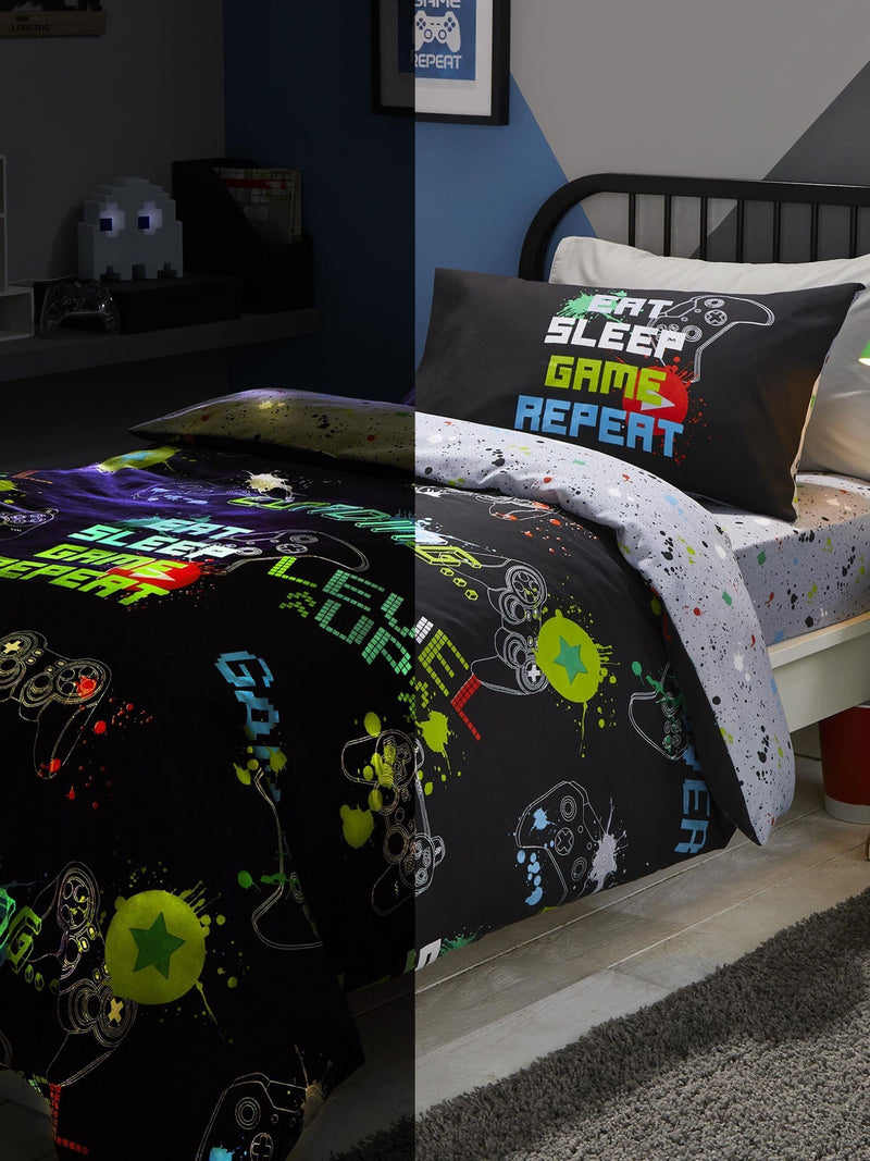 Bedlam Black Game Glow in the Dark Duvet Cover Set