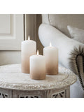 Lights4fun TruGlow bronze ombre LED pillar candle trio 15cm, UK version