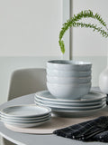 12 Piece Dove Grey and White Oven-Safe Dinner Set