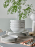 12 Piece Dove Grey and White Oven-Safe Dinner Set