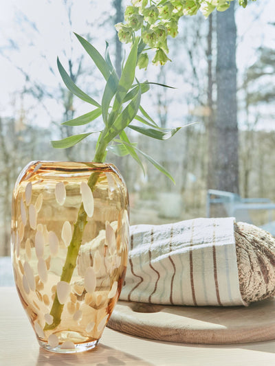 Grand vase en verre fait main avec détails colorés 14 cm de diamètre x 23 cm de hauteur