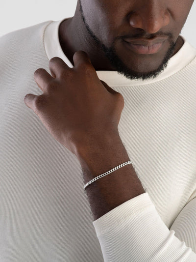 Next Beaverbrooks Sterling Silver Men's Curb Chain Bracelet 20cm- Buy online at McGrocer