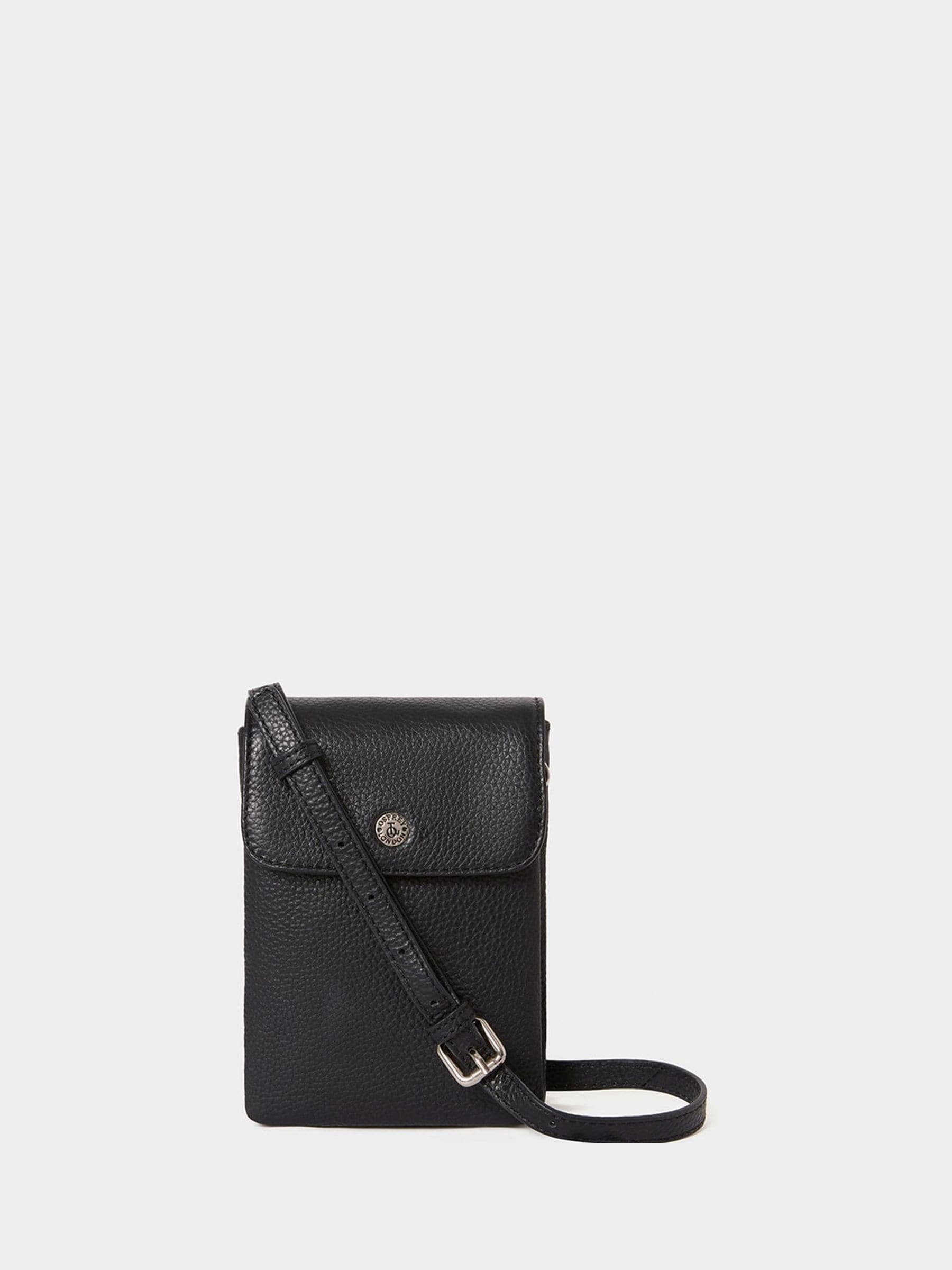 Osprey London Black Madison leather phone bag, UK version