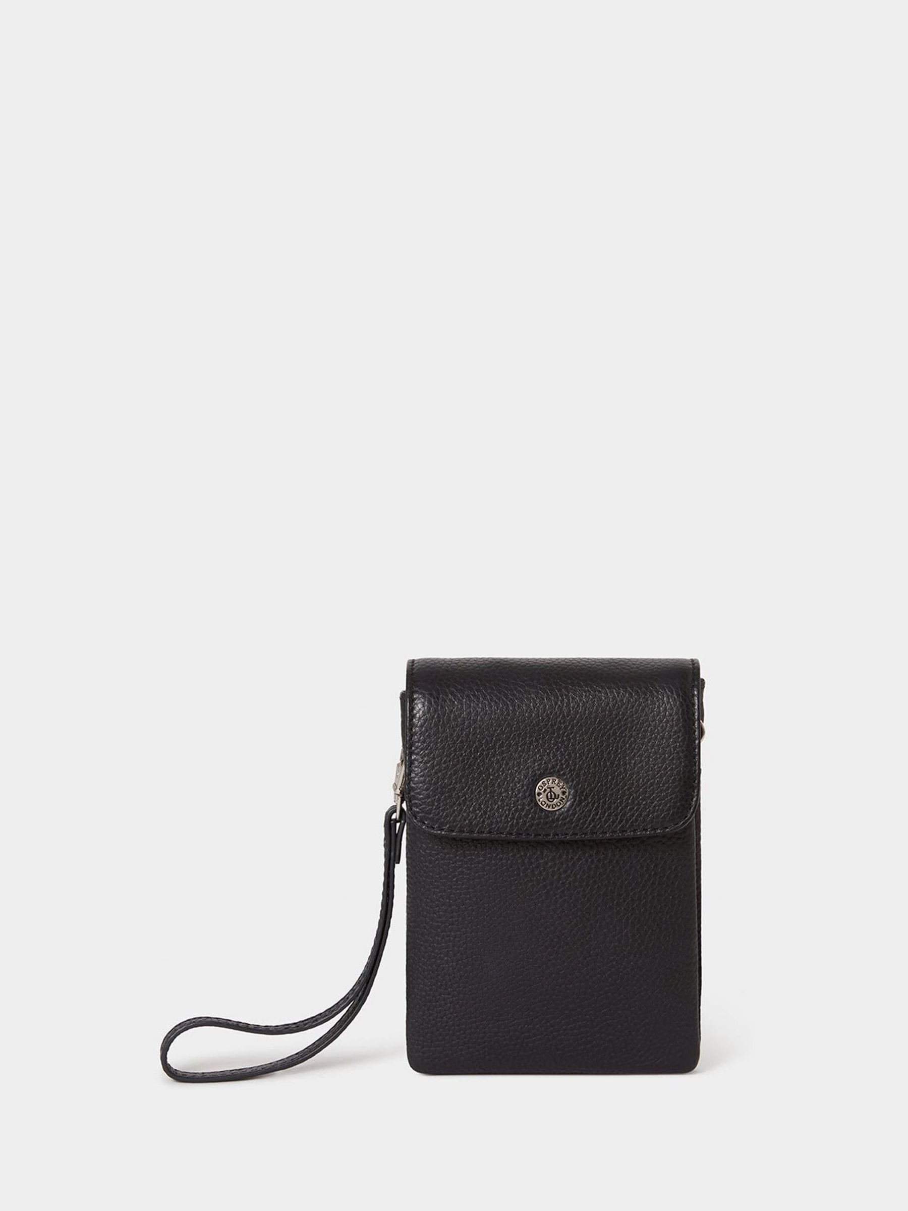 Osprey London Black Madison leather phone bag, UK version
