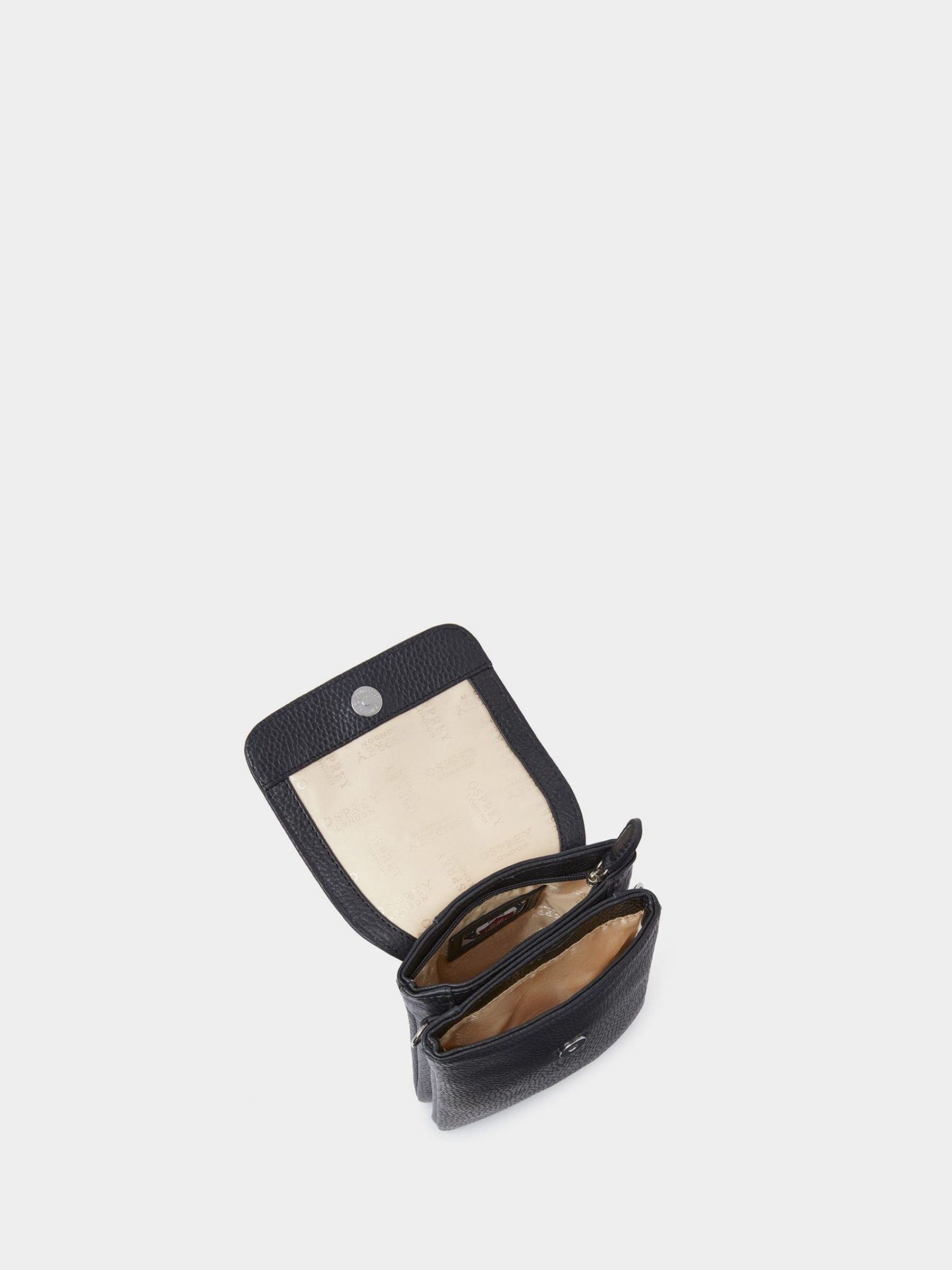 Osprey London Black Madison leather phone bag, UK version
