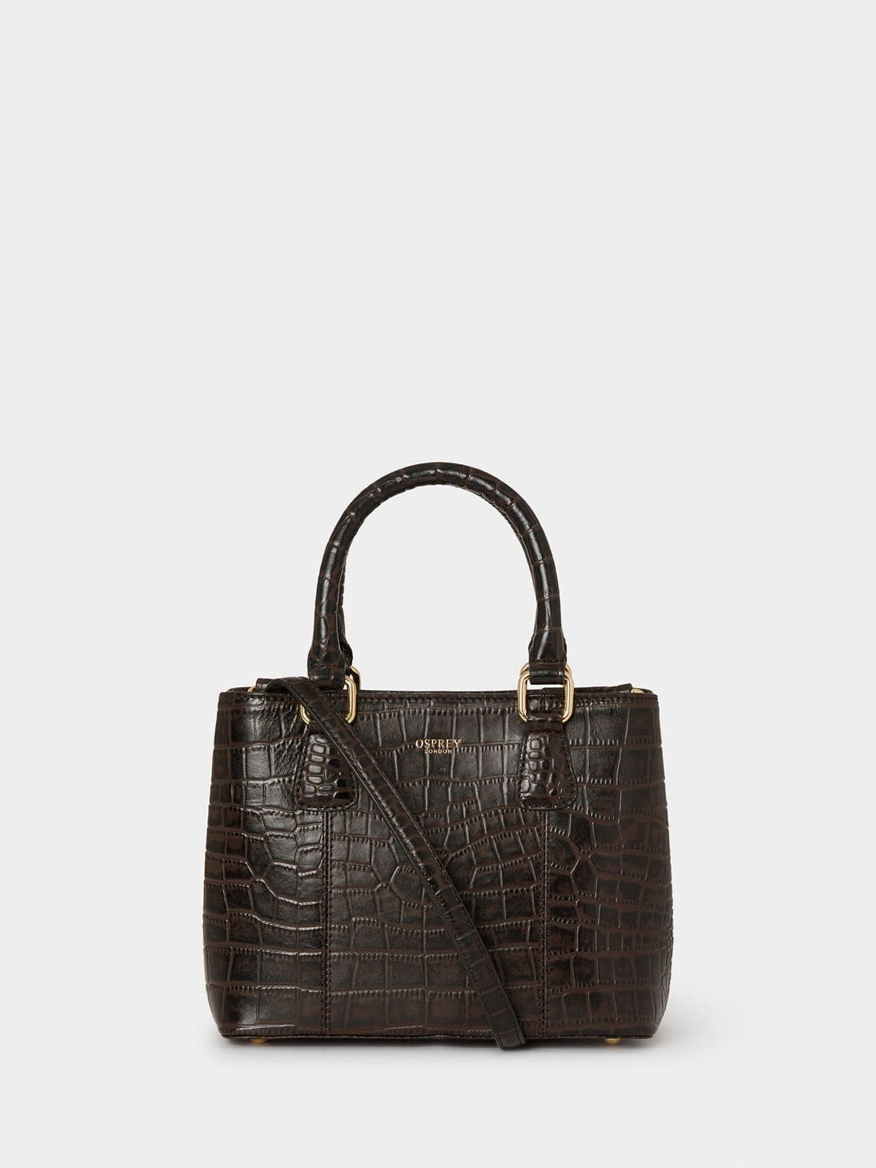 Osprey London Adaline Mini leather grab bag in dark brown, UK version