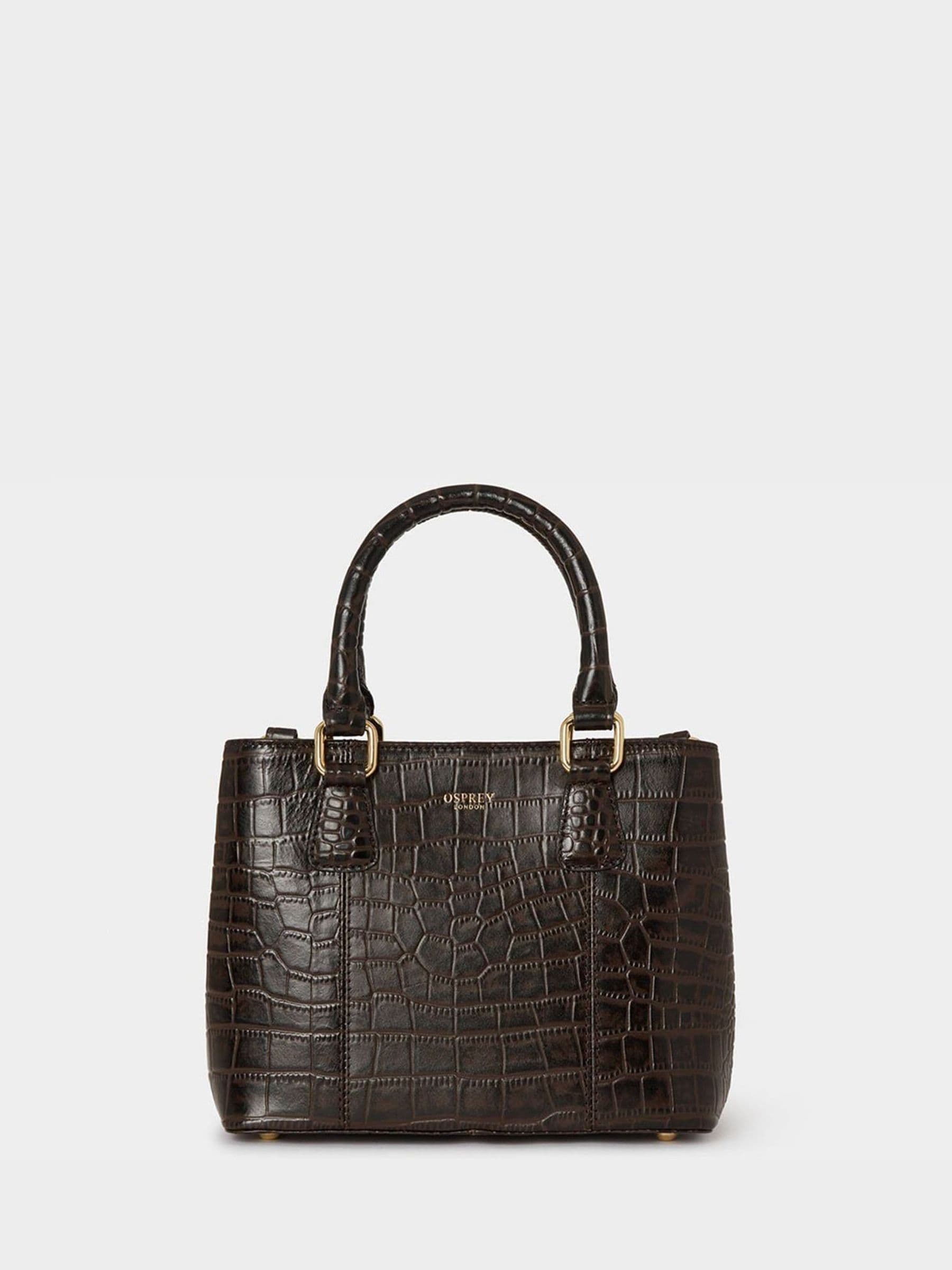 Osprey London Adaline Mini leather grab bag in dark brown, UK version