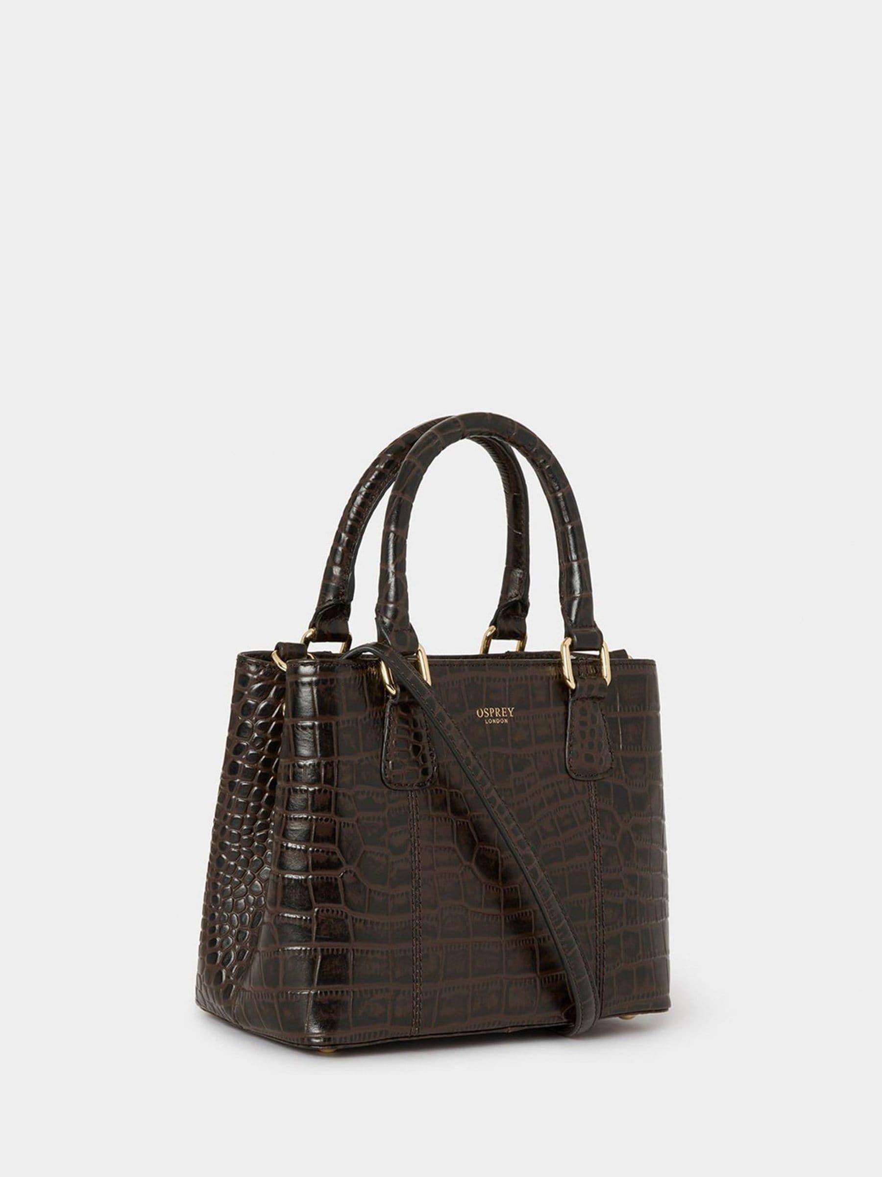 Osprey London Adaline Mini leather grab bag in dark brown, UK version