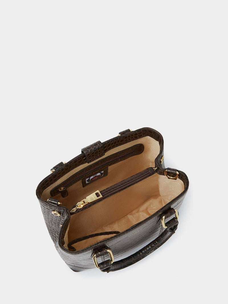 Osprey London Adaline Mini leather grab bag in dark brown, UK version