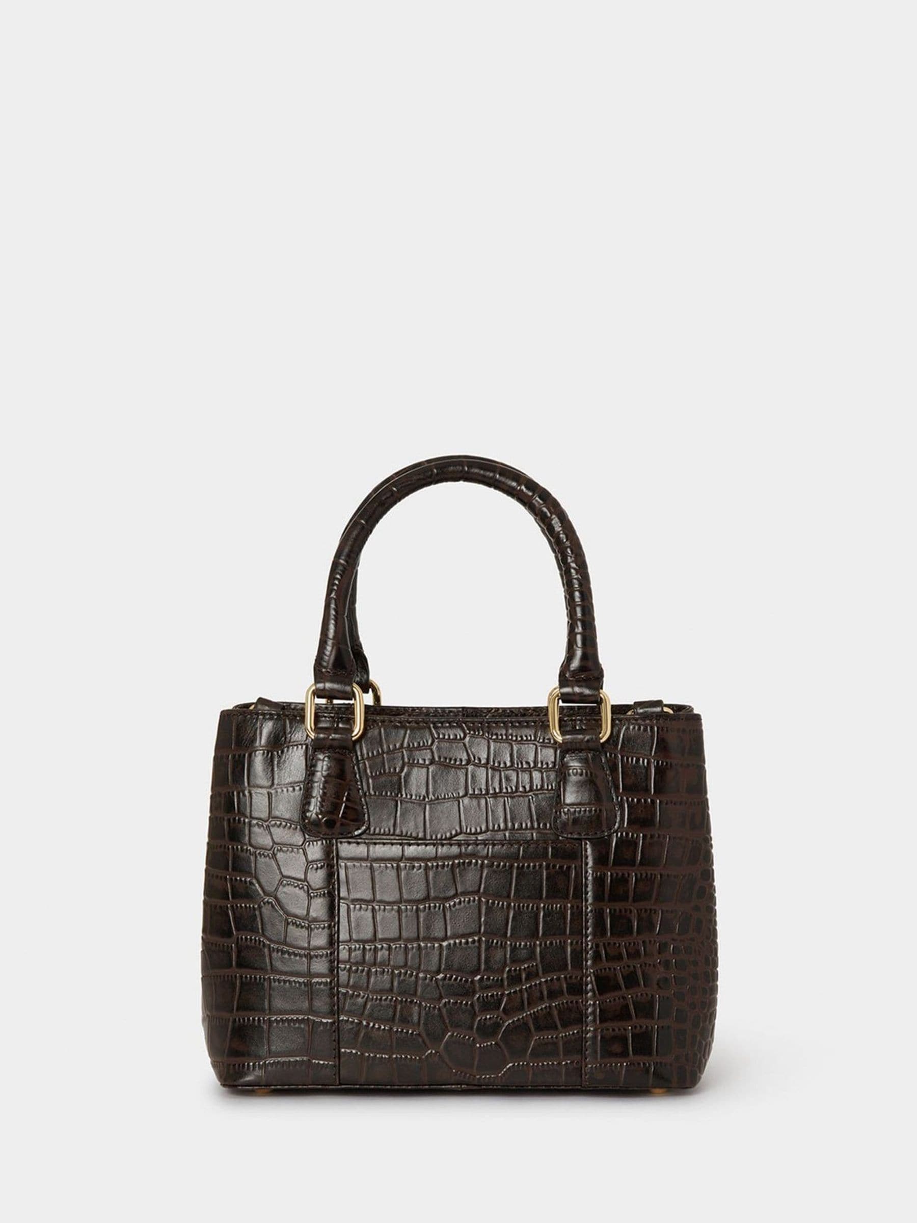Osprey London Adaline Mini leather grab bag in dark brown, UK version