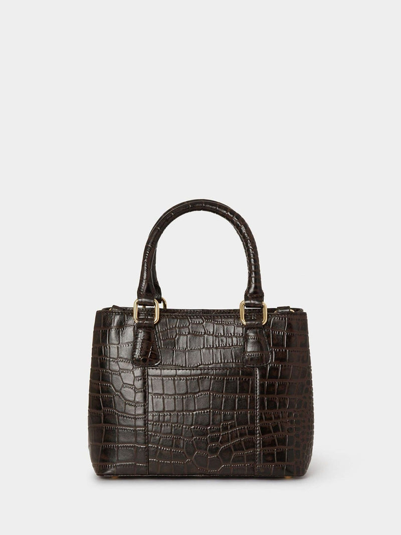 Osprey London Adaline Mini leather grab bag in dark brown, UK version