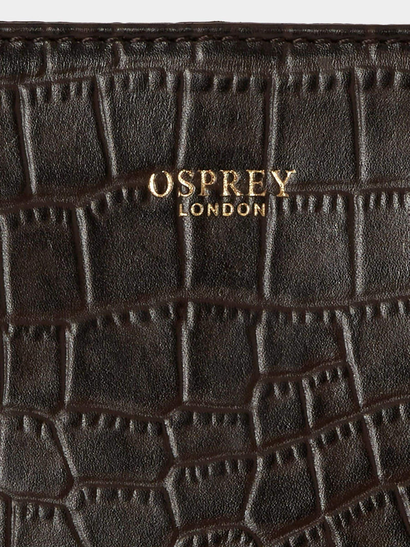 Osprey London Adaline Mini leather grab bag in dark brown, UK version