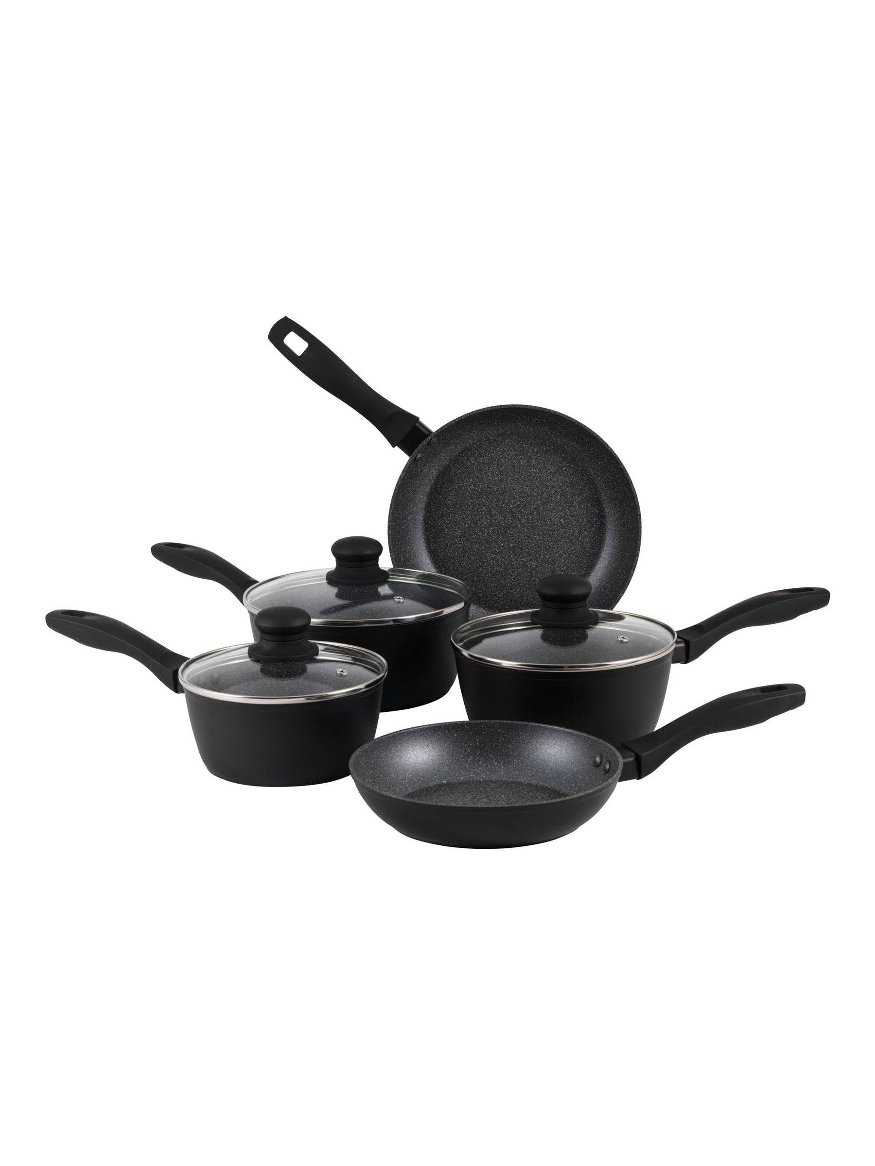 Russell Hobbs 5 Piece Black Metallic Marble Pan Set