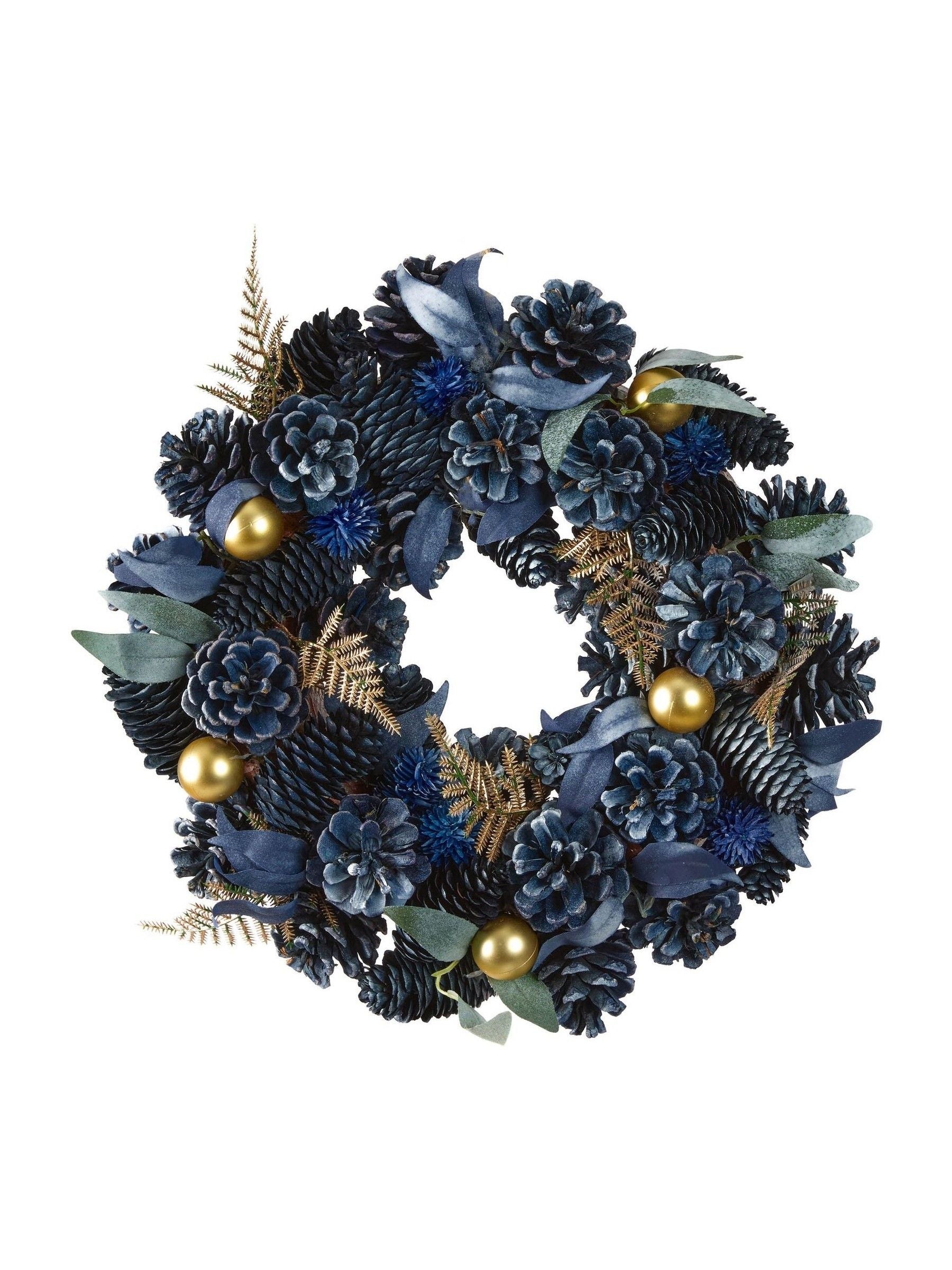 Dibor Blue Moonlight Christmas Wreath 50cm diameter - British product