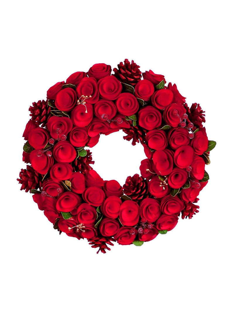 Dibor Red Winter Rose Wreath 35cm - British product