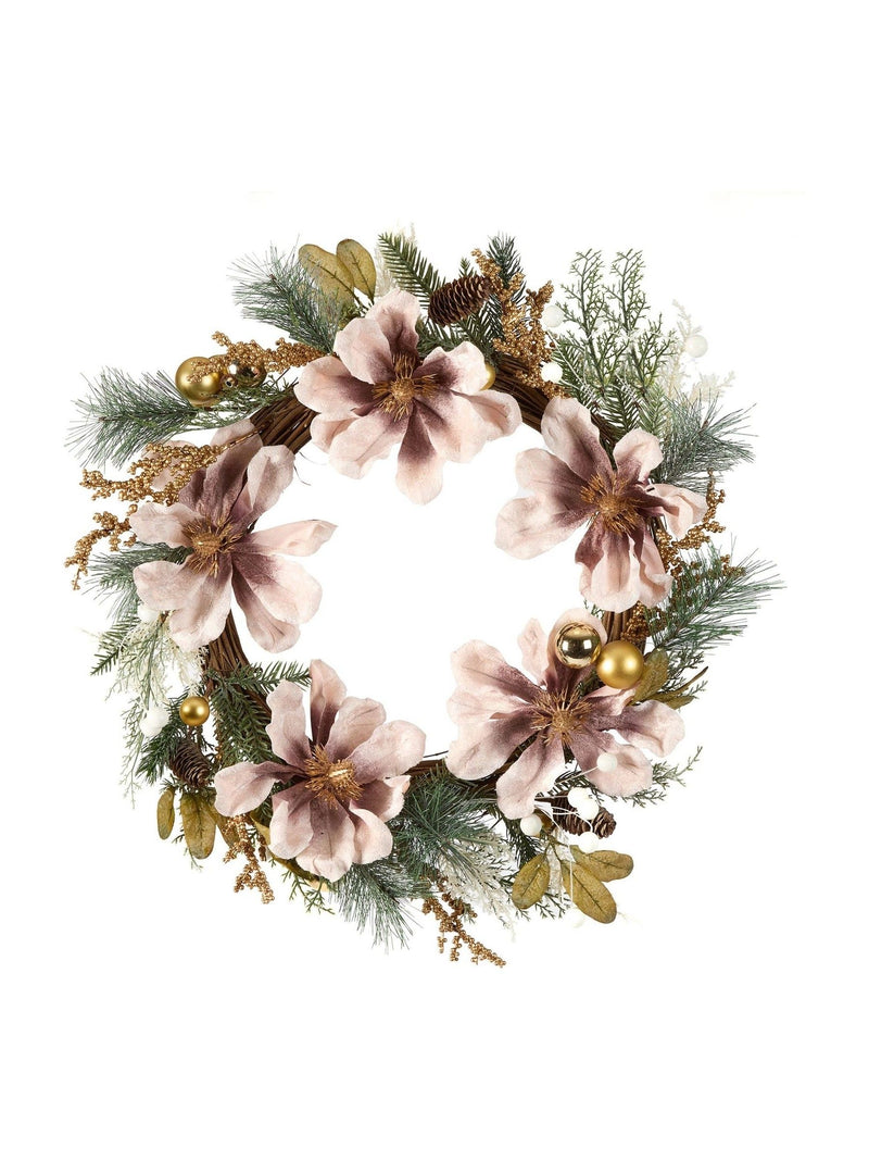 Dibor Pink Magnolia Blush wreath 55cm (British brand)