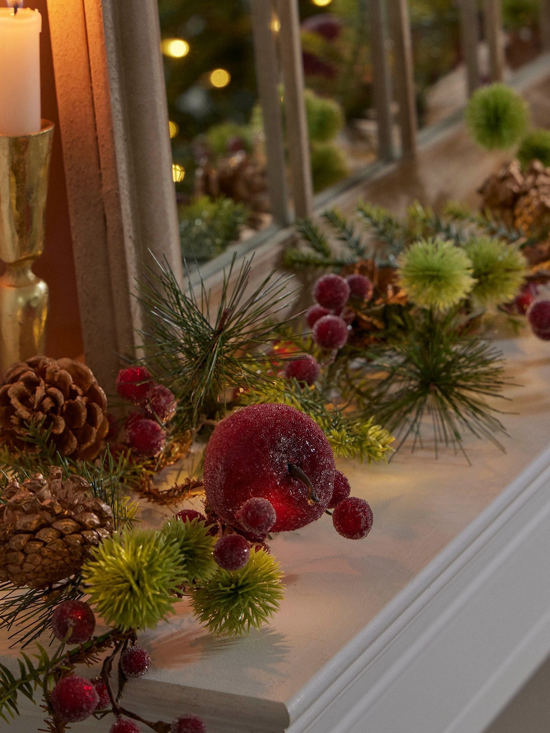 Dibor red candied apple Christmas garland 36cm, UK version