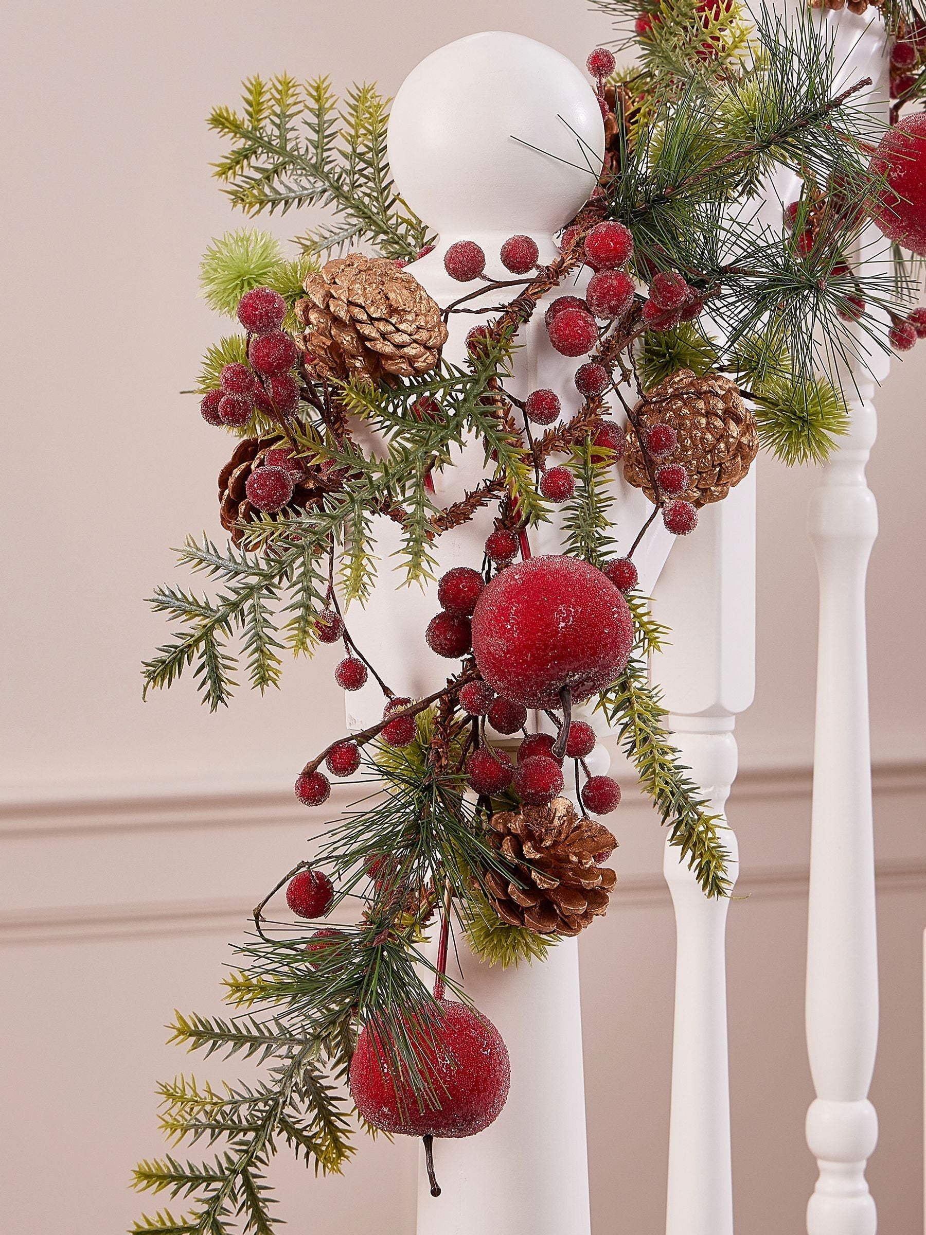 Dibor red candied apple Christmas garland 36cm, UK version