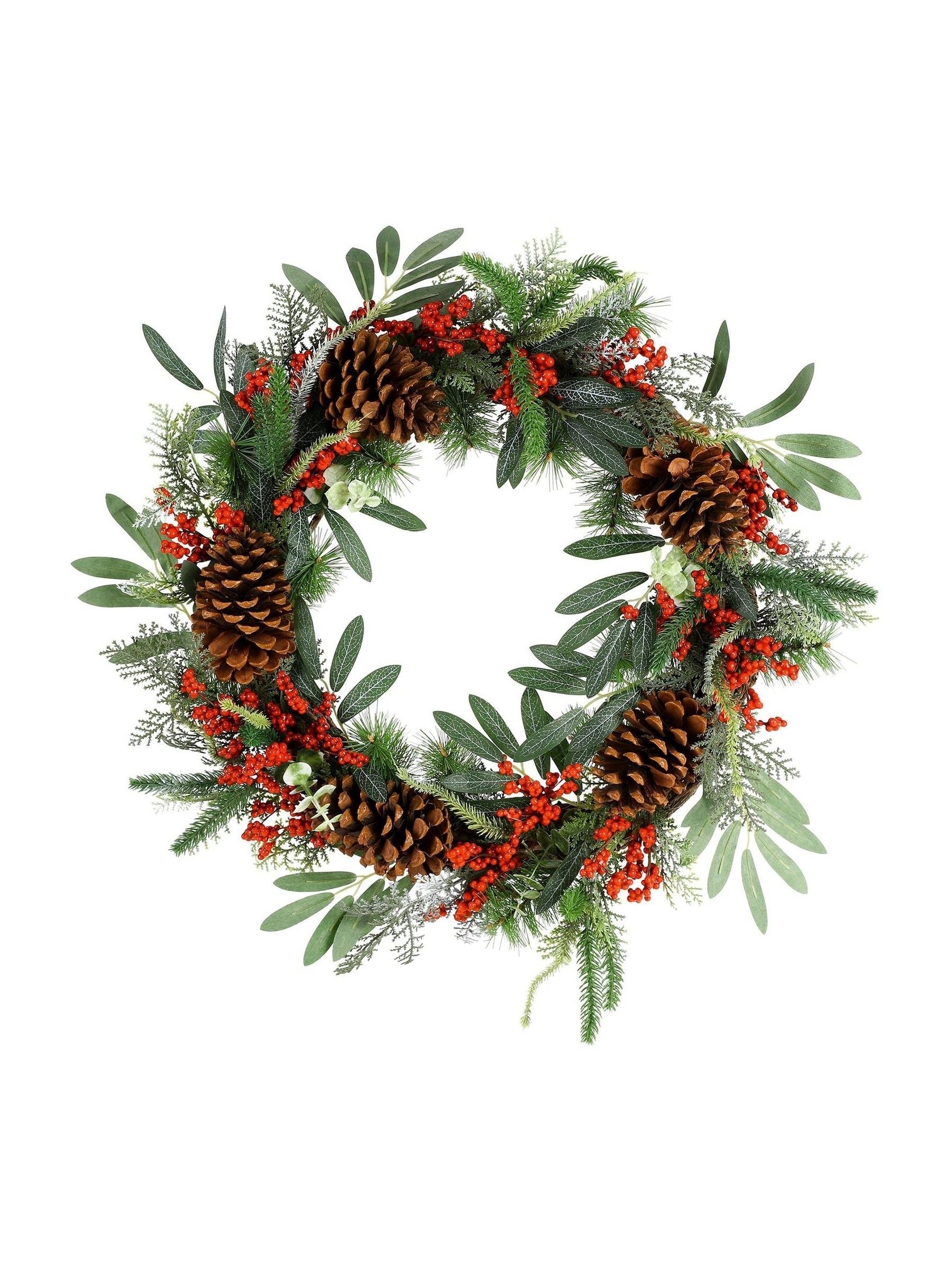 Dibor green berry bushel wreath 50cm, imported from the UK