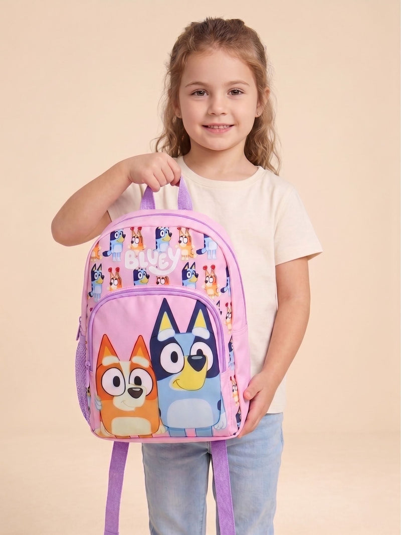 Bluey pink backpack featuring Bluey and Bingo - British product