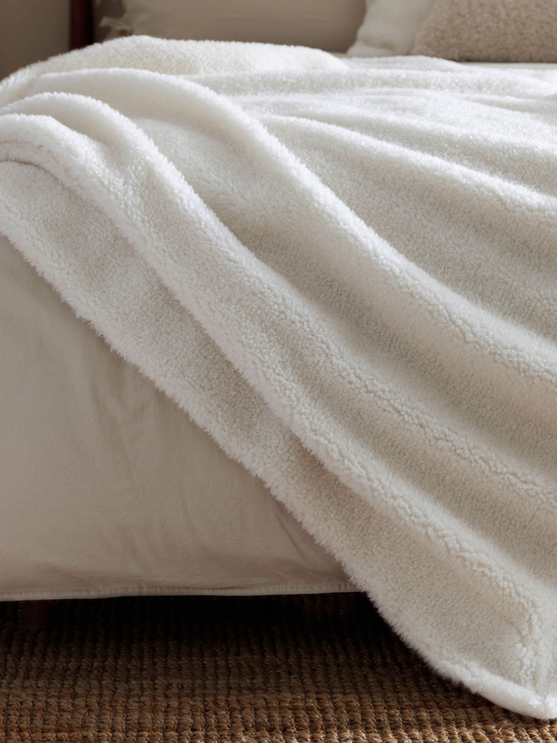 Yard Ecru Olann faux shearling throw 180cm x 130cm, imported from the UK.