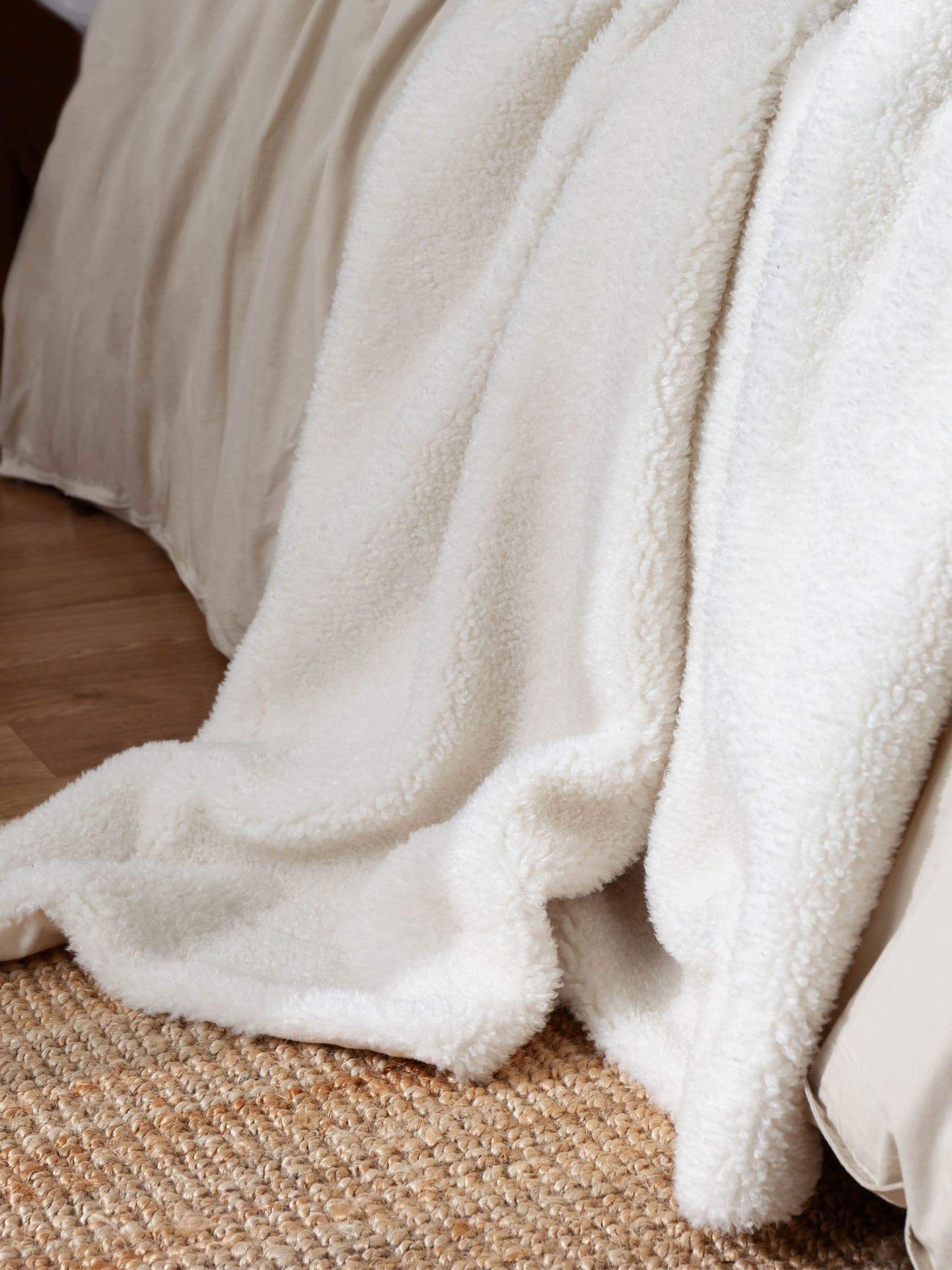 Yard Ecru Olann faux shearling throw 180cm x 130cm, imported from the UK.