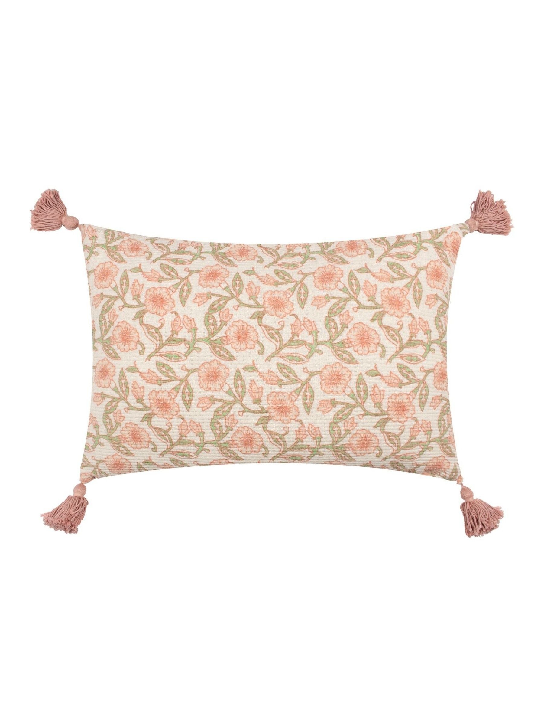 Paoletti Delphine floral tasselled cushion, UK version