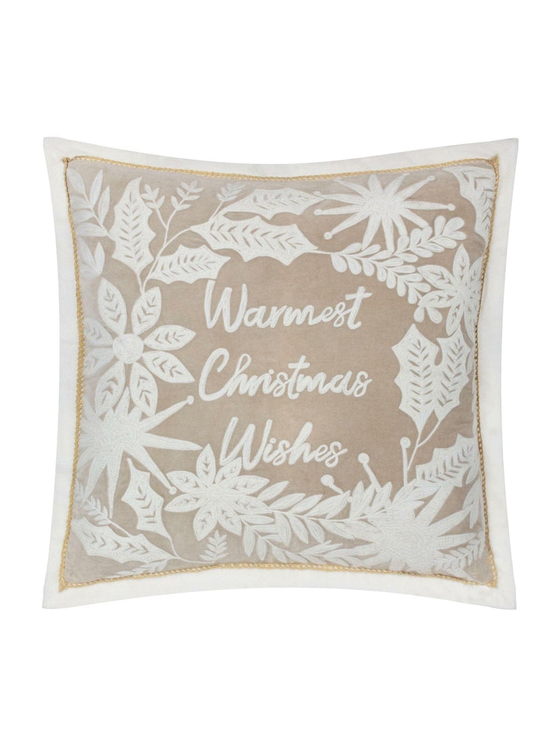 Paoletti embroidered Christmas cushion 50cm, imported from the UK