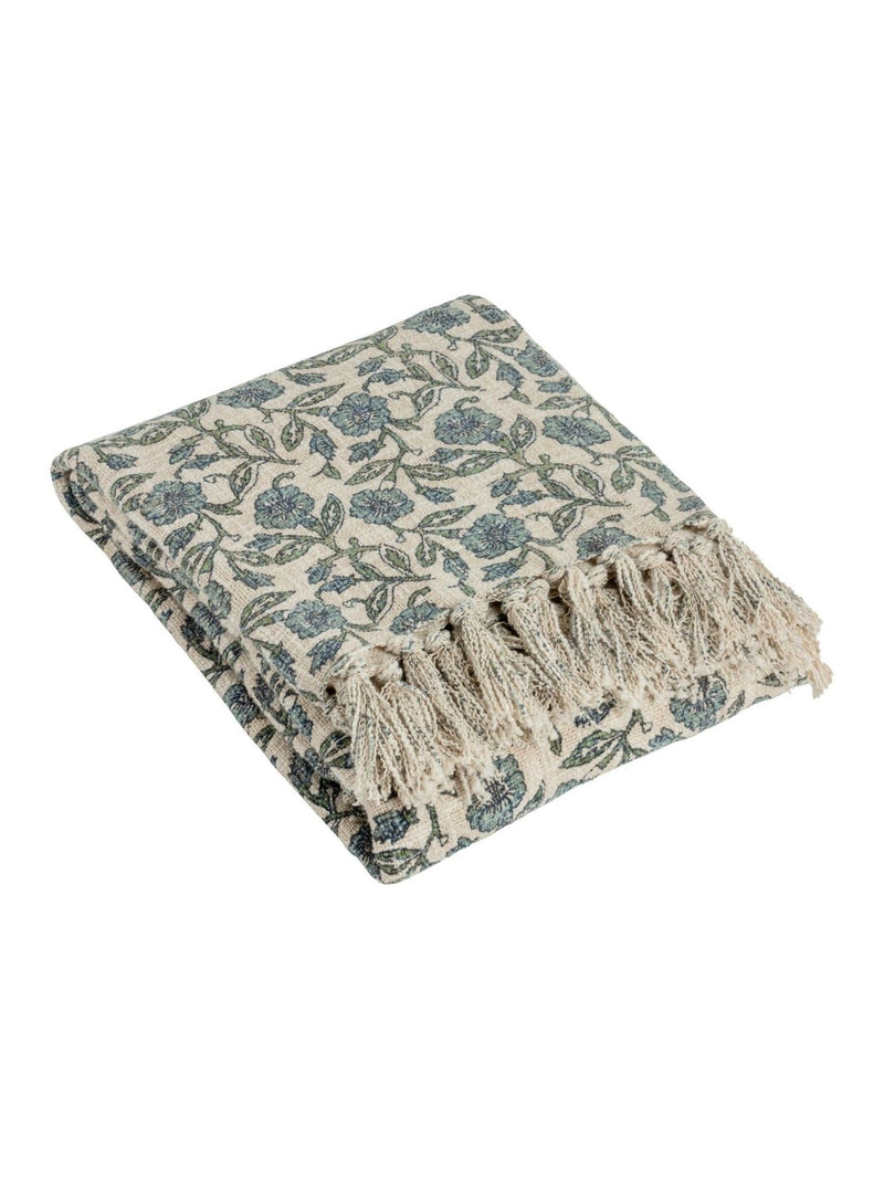 Paoletti Delphine floral cotton throw 170x130cm - British product