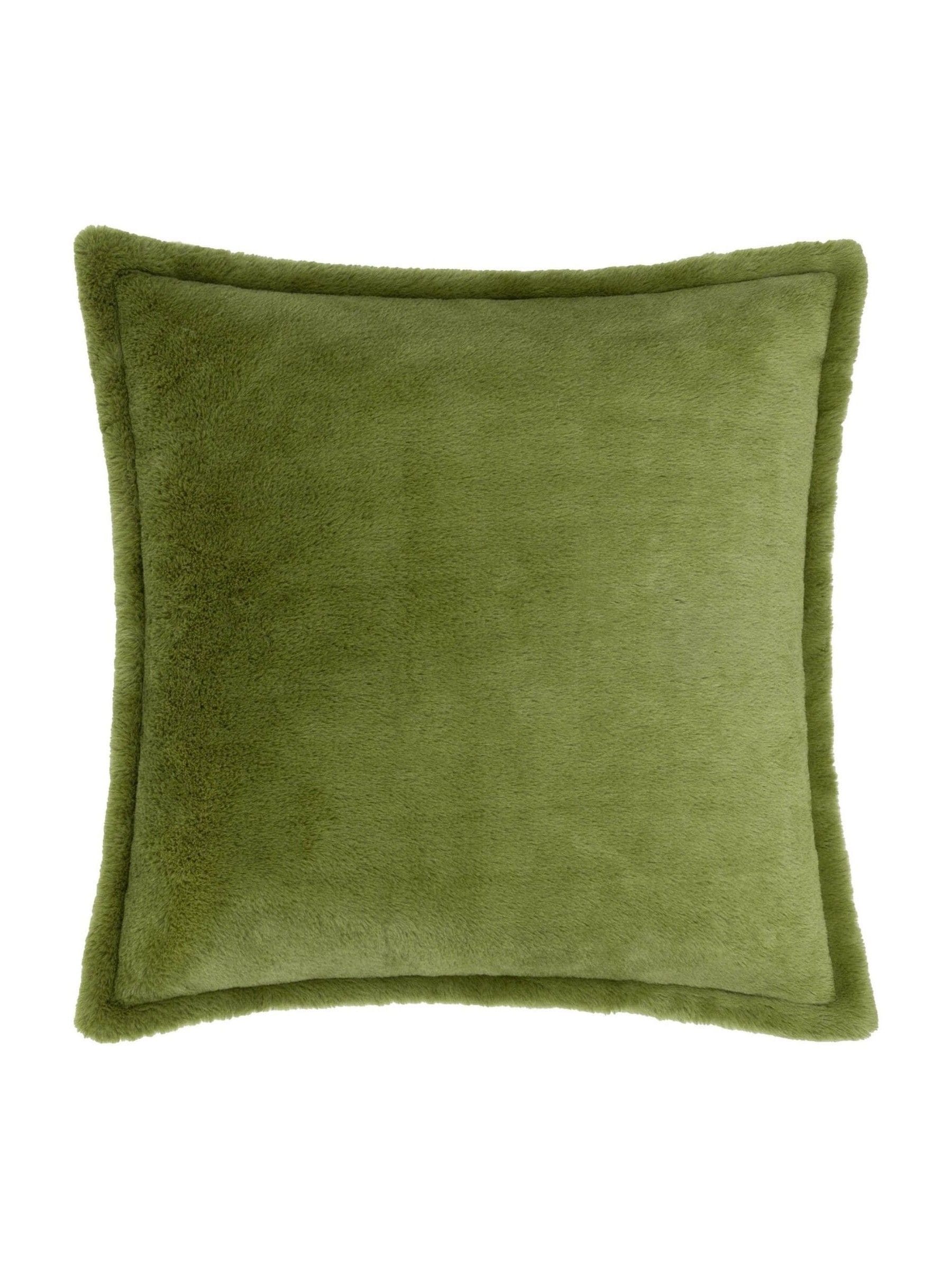 Furn Olive Green Kallu Large Faux Fur Cushion