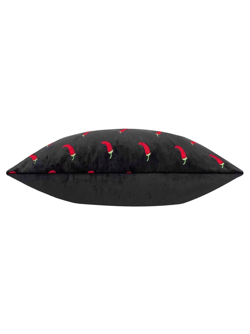 Furn black chillies embroidered cushion, UK version
