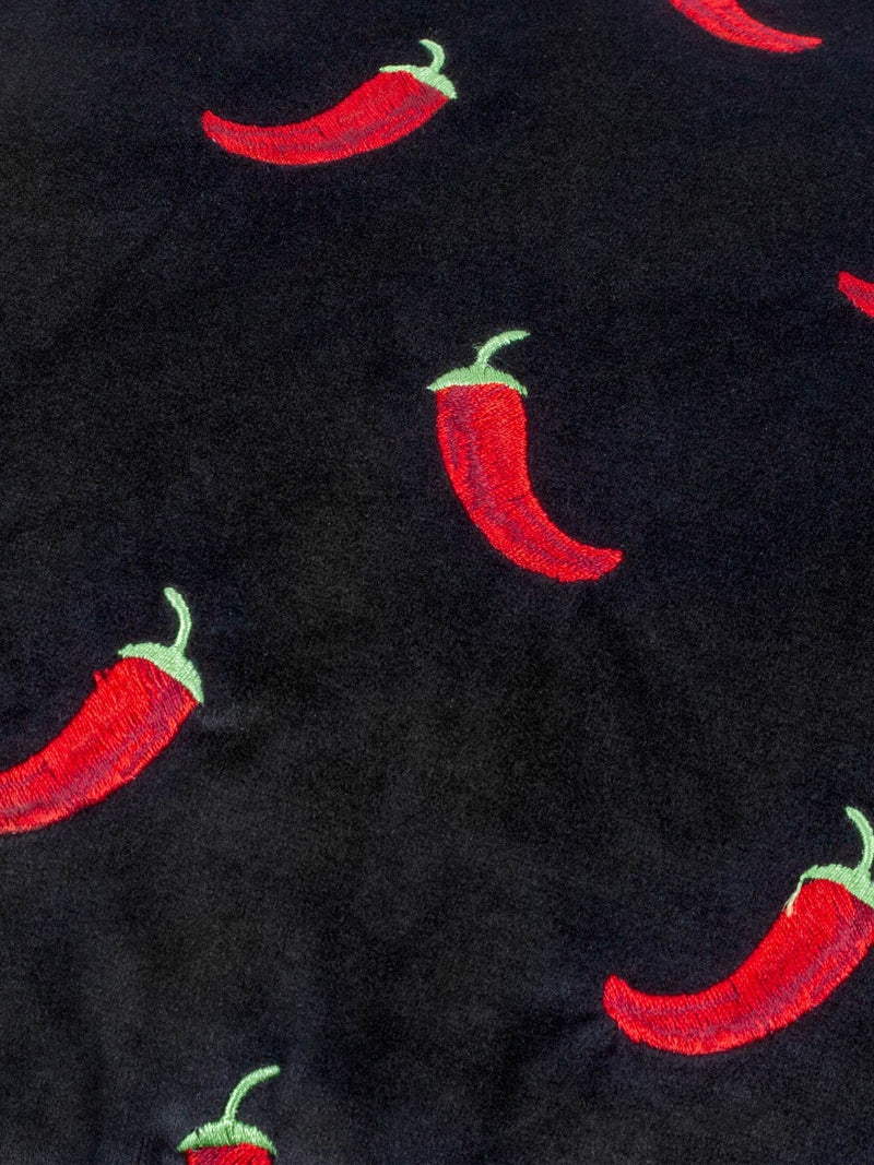 Furn black chillies embroidered cushion, UK version