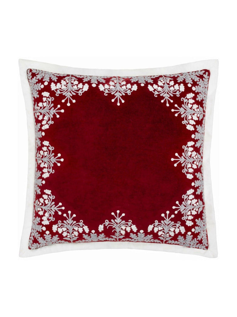 Paoletti red winter bloom floral cushion 50cm, UK version