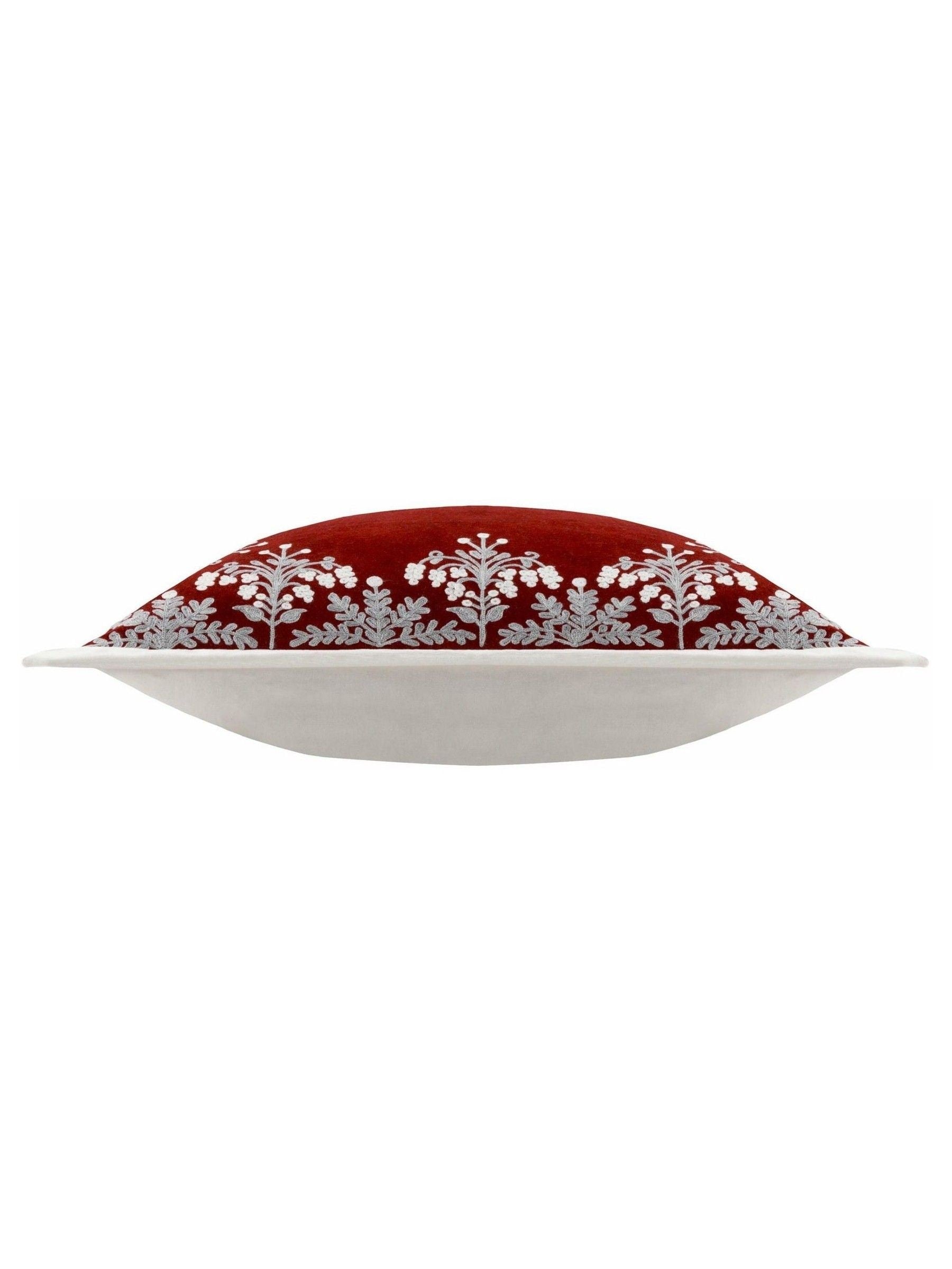 Paoletti red winter bloom floral cushion 50cm, UK version