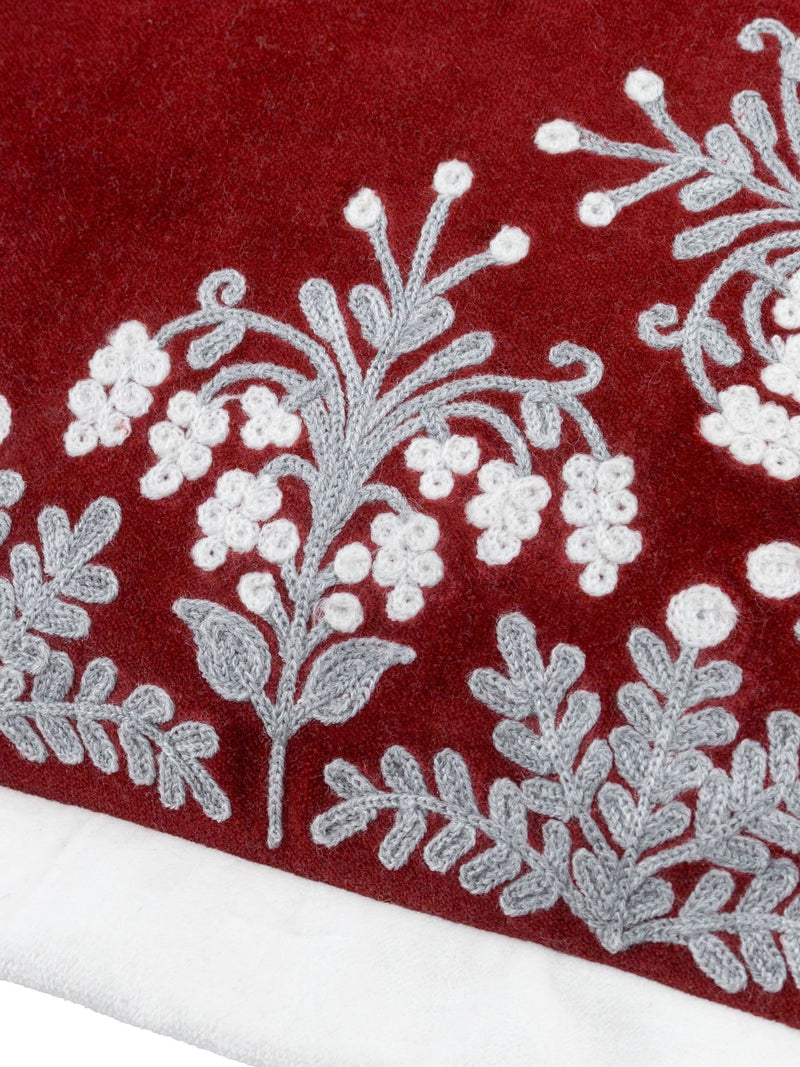 Paoletti red winter bloom floral cushion 50cm, UK version
