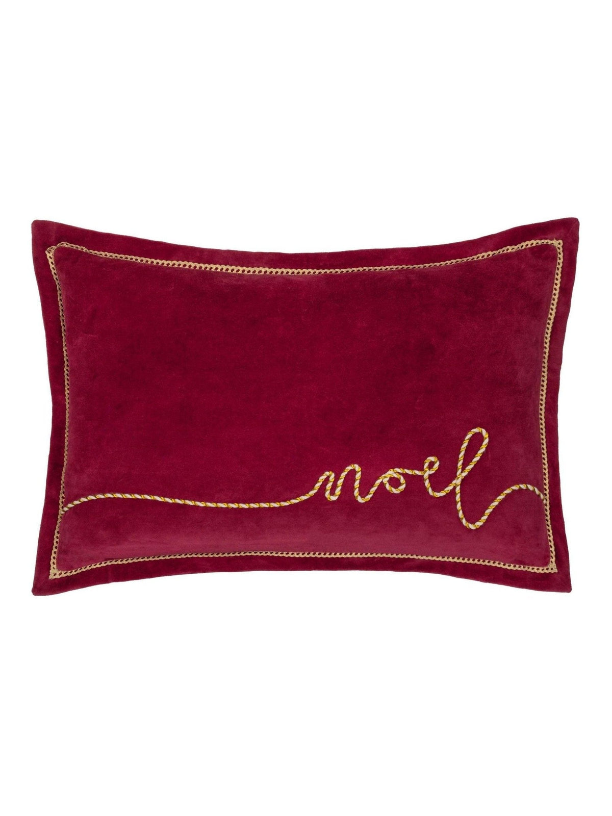 Paoletti red Christmas cushion with Noel embroidery 60x40cm - British product