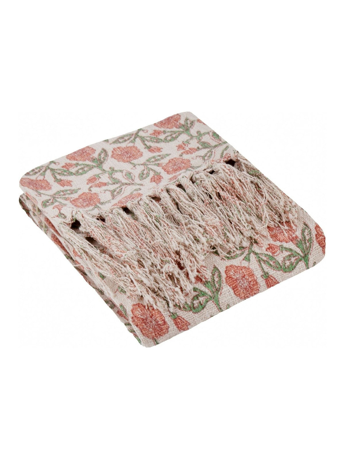 Paoletti Delph Blue Delphine Floral Cotton Fringed Throw 130cm x 170cm