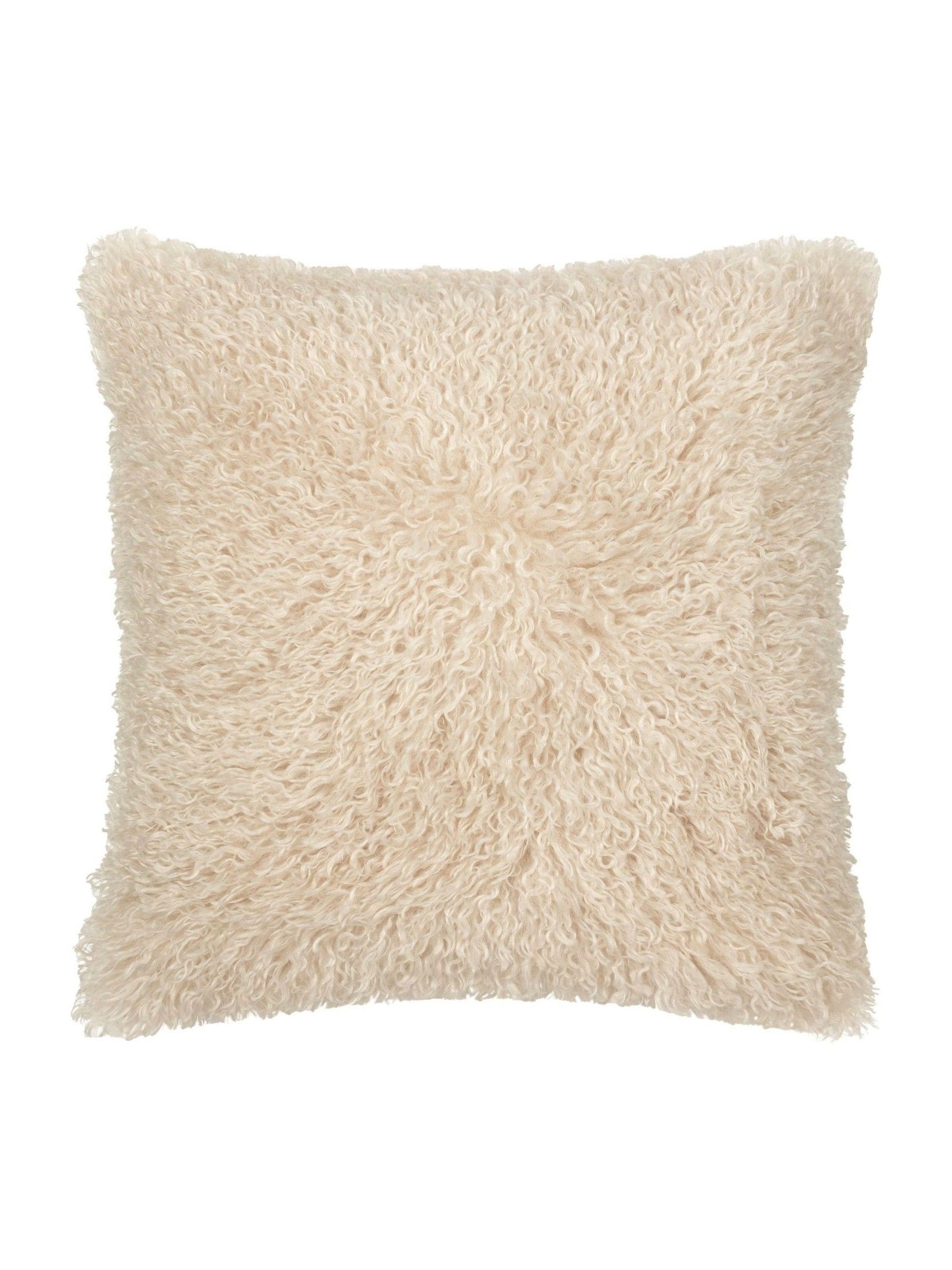 Furn natural beige faux fur cushion, imported from the UK