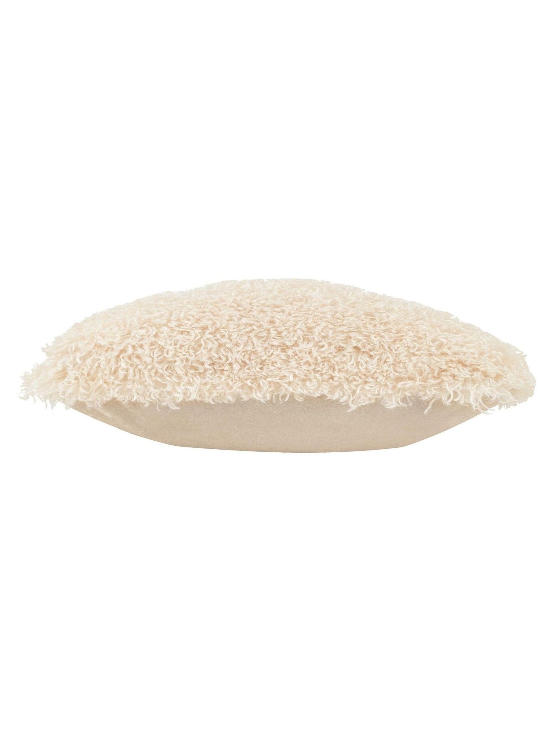 Furn natural beige faux fur cushion, imported from the UK