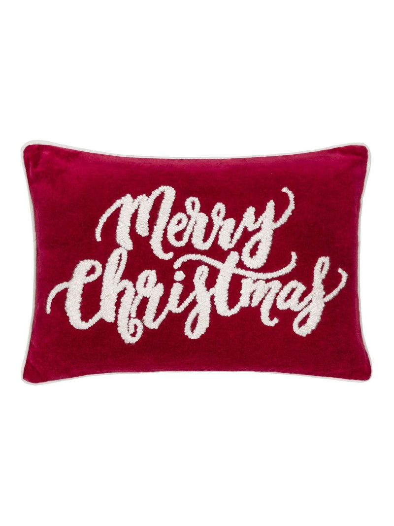 Paoletti red Christmas embroidered cushion 50cm, imported from the UK