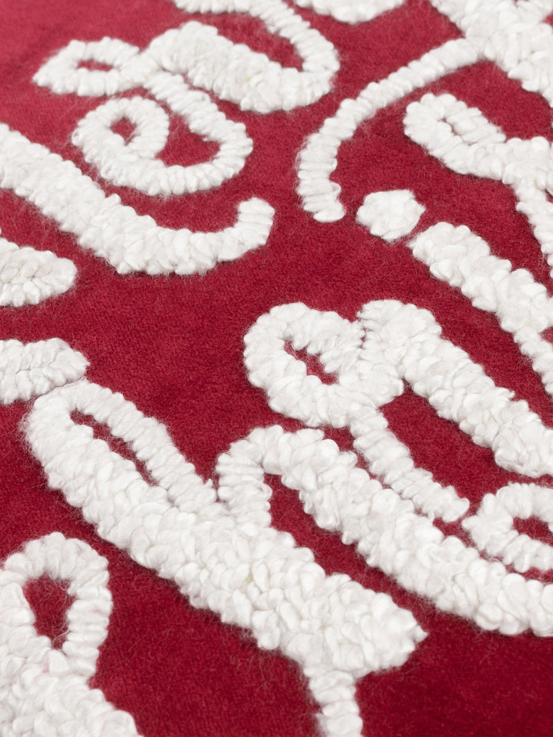 Paoletti red Christmas embroidered cushion 50cm, imported from the UK