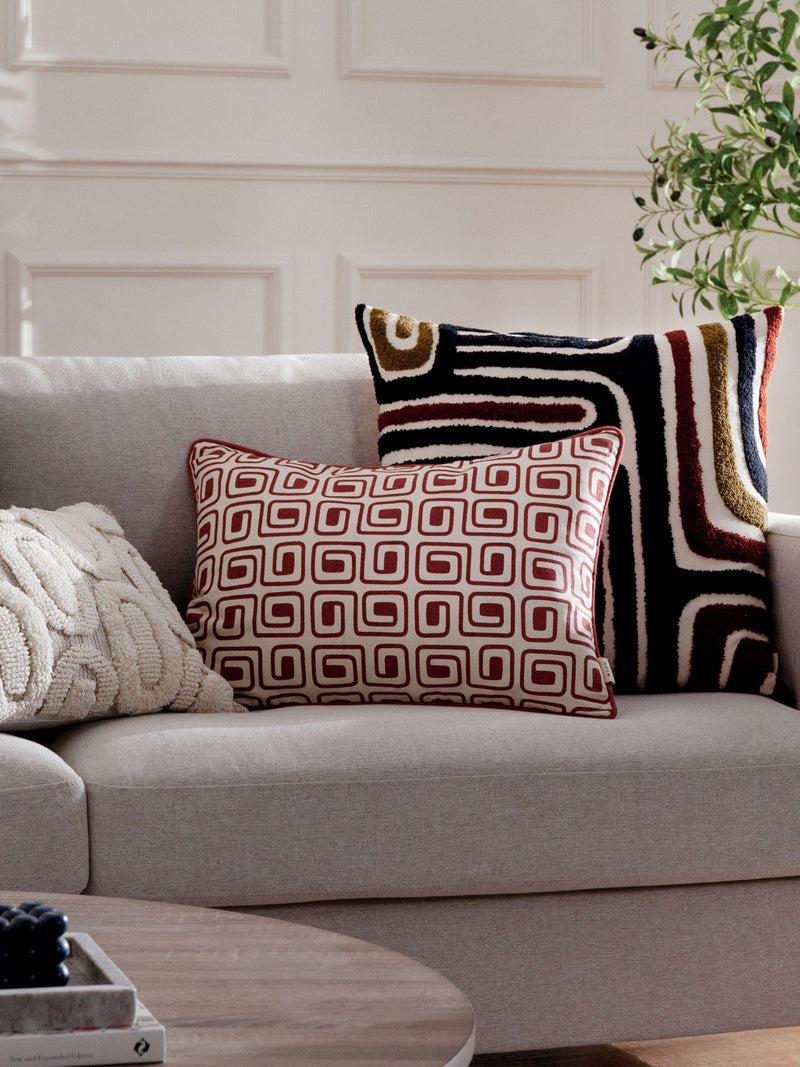 HÖEM black geometric piped cushion 50x35cm (British brand)