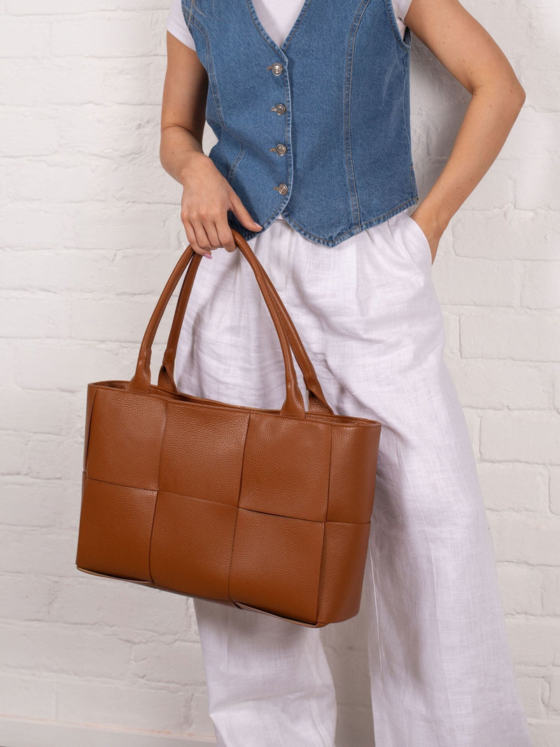 LRM Goods personalised leather Lettie tote bag, imported from the UK