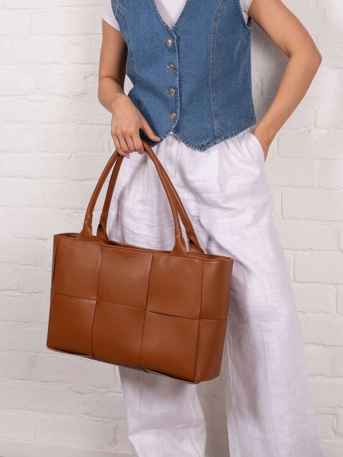 LRM Goods personalised leather Lettie tote bag, imported from the UK