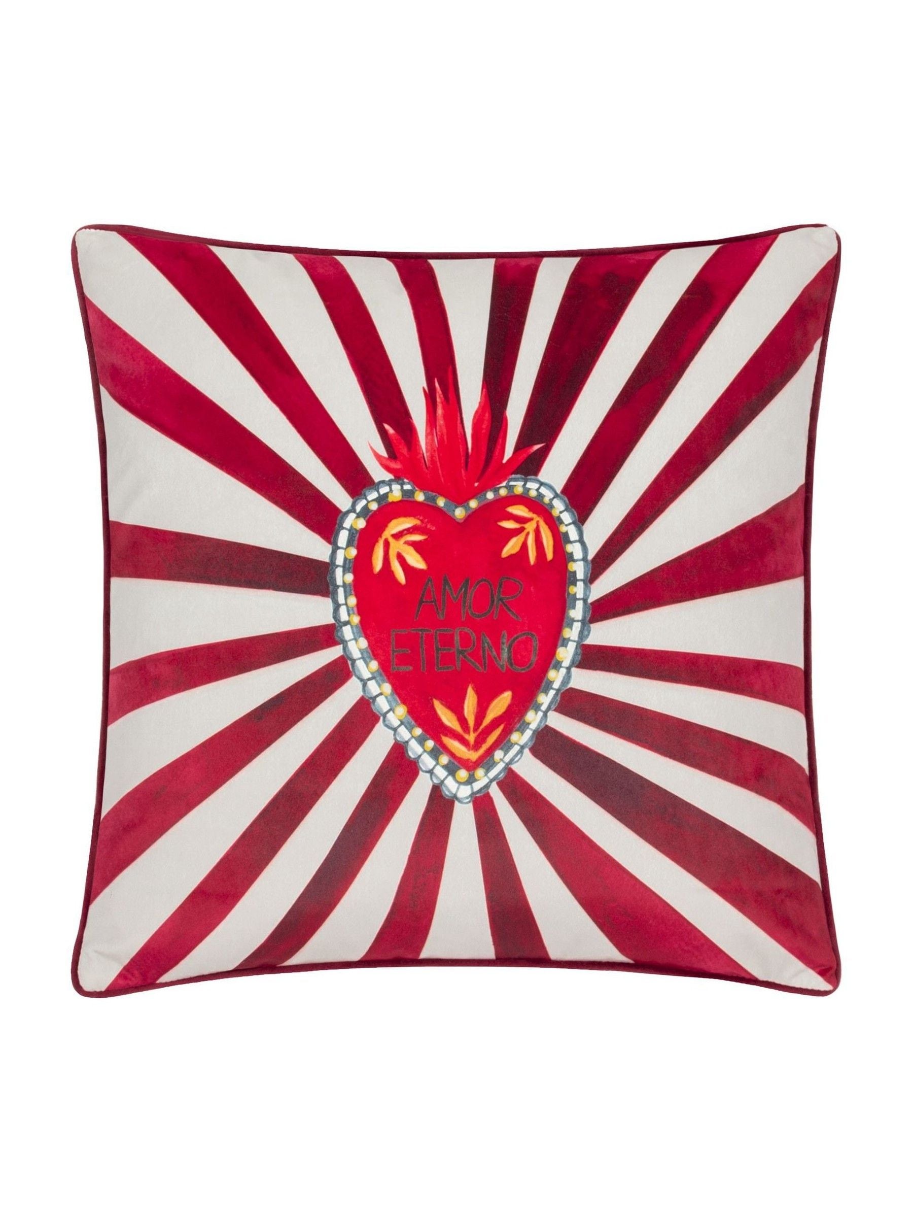Furn Red Amor Eterno Velvet Cushion 45cm (British brand)