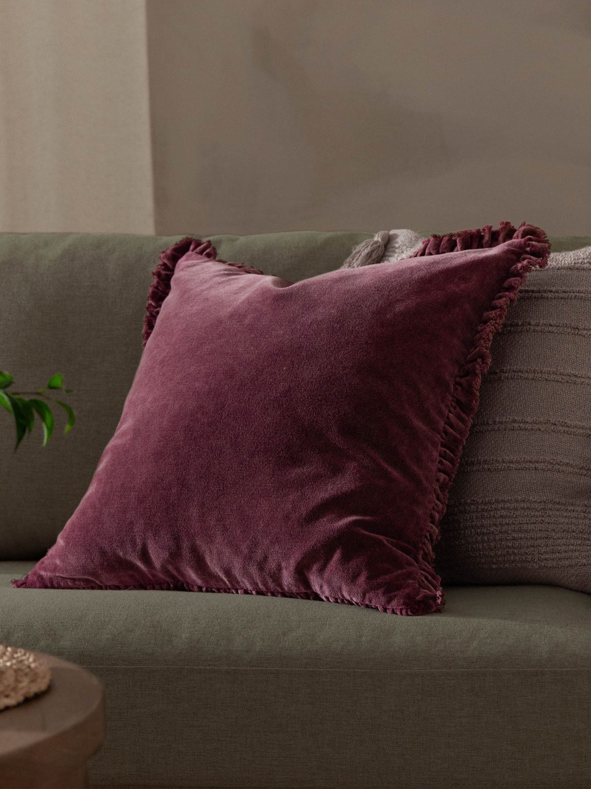 Yard Burnt Red Bertie Washed Cotton Velvet Cushion