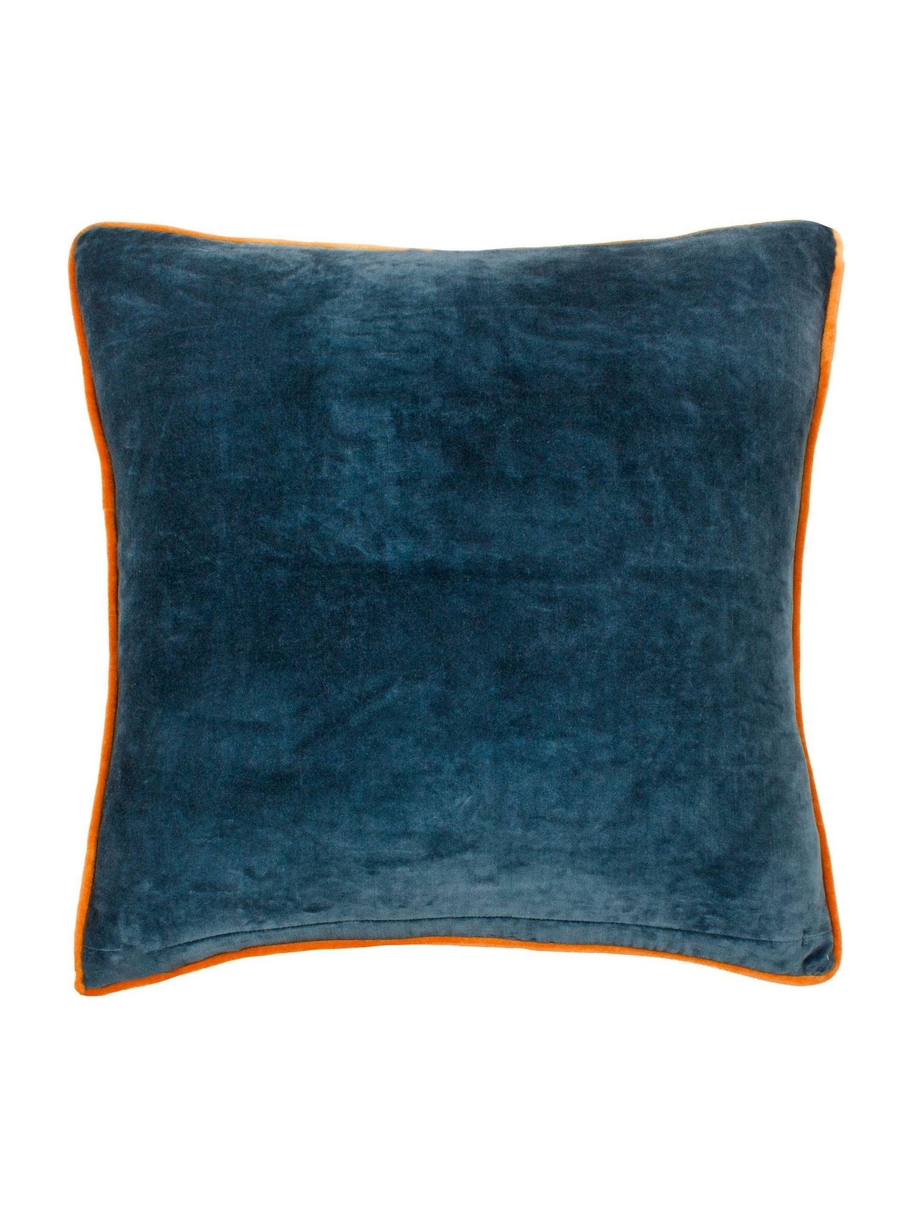 Wylder Royal Blue Georgia velvet piped cushion 45cm, imported from the UK
