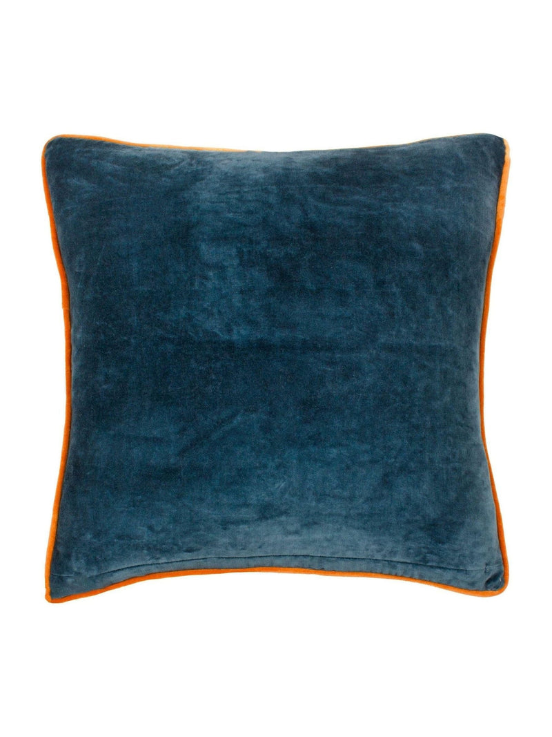 Wylder Royal Blue Georgia velvet piped cushion 45cm, imported from the UK