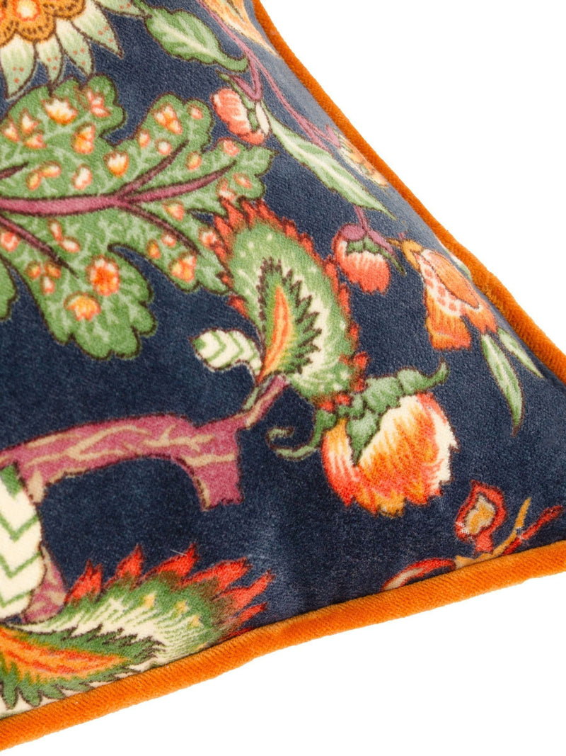 Wylder Royal Blue Georgia velvet piped cushion 45cm, imported from the UK
