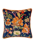 Wylder Royal Blue Georgia velvet piped cushion 45cm, imported from the UK